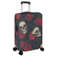Floral skull luggage protector, floral skull suitcase cover, skull in fire luggage cover protector, horror suitcase luggage cover protector