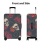 Floral skull luggage protector, floral skull suitcase cover, skull in fire luggage cover protector, horror suitcase luggage cover protector
