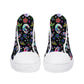 Floral skull shoes gift, floral skull high-top shoes, candy skull shoes for her, mexican skull men shoes mexican skull canvas shoes sneakers