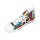 Dia de los muertos skull causual sneakers, calaveras skull high top shoes, floral skull causual shoes, mexico sneakers, mexican skull shoes