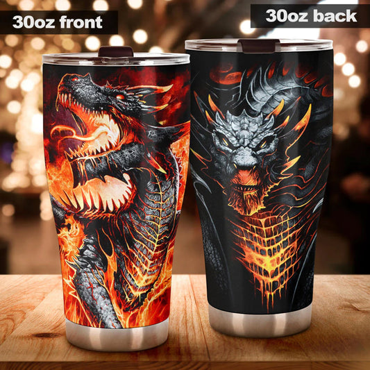 Dragon skull tumbler, Grim reaper skull cup mug, skull travel tumbler fire skull mug tumblr Halloween skeleton tumbler gothic mug cup tumblr