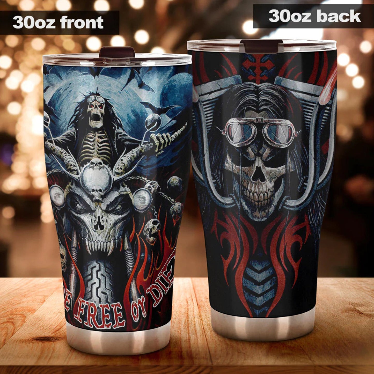 Biker skull tumbler cup, skull Halloween tumbler cup mug, Motorcycle skull mug tumbler skull reaper mug Christmas skull gothic tumbler cup