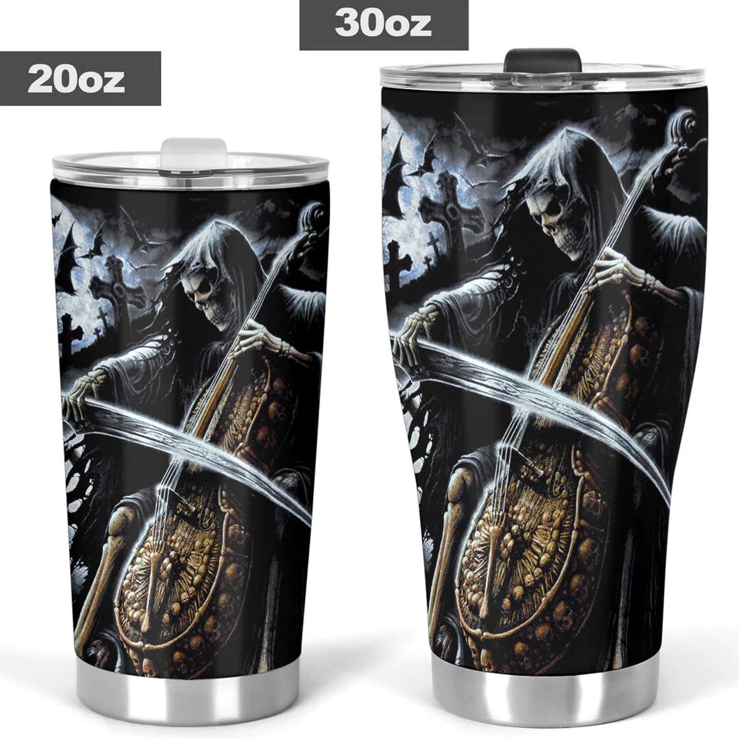 Grim reaper skull travel mug, evil tumbler, halloween skull cup, skeleton mug, grim reaper mug, gothic tumbler, gothic skull mug tumler cup
