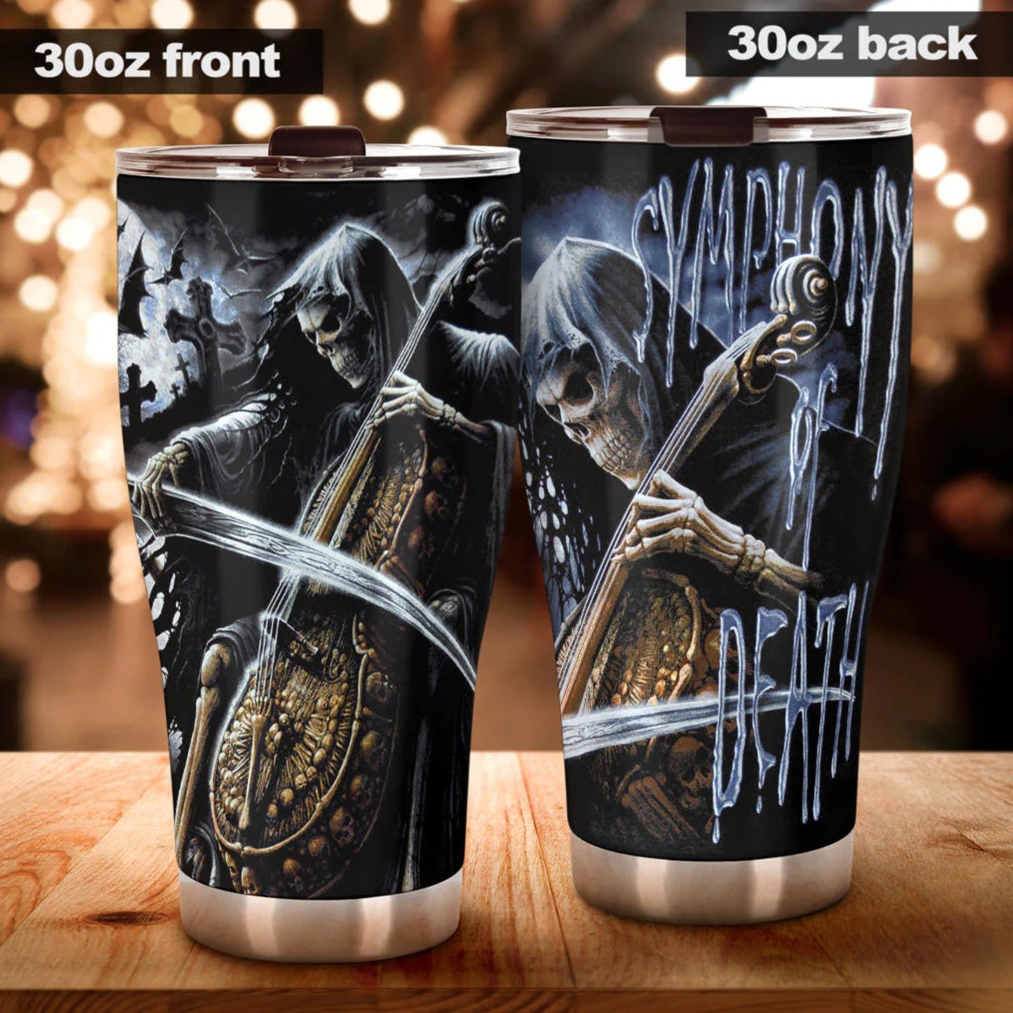 Grim reaper skull travel mug, evil tumbler, halloween skull cup, skeleton mug, grim reaper mug, gothic tumbler, gothic skull mug tumler cup