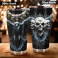 Gothic mug, motorcycle skull tumbler, skeleton tumbler, horror travel mug, skull bird tumbler cup, gothic tumbler, christmas cup, horror cup
