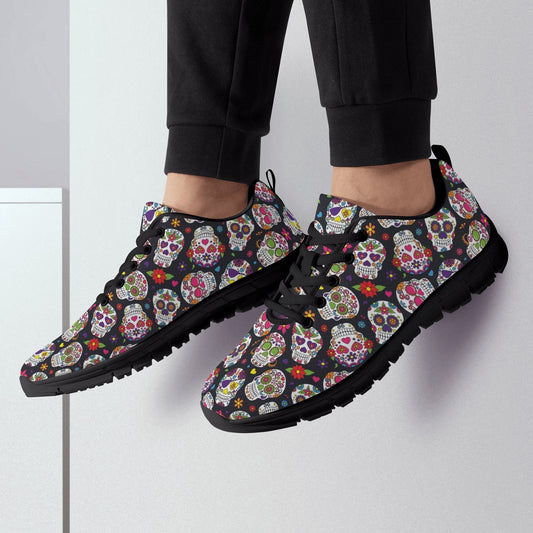 Candy skull sneakers shoes, Sugar skull running shoes, Day of the dead Mexican skull sneaker running shoes, sugar skull gothic running shoes
