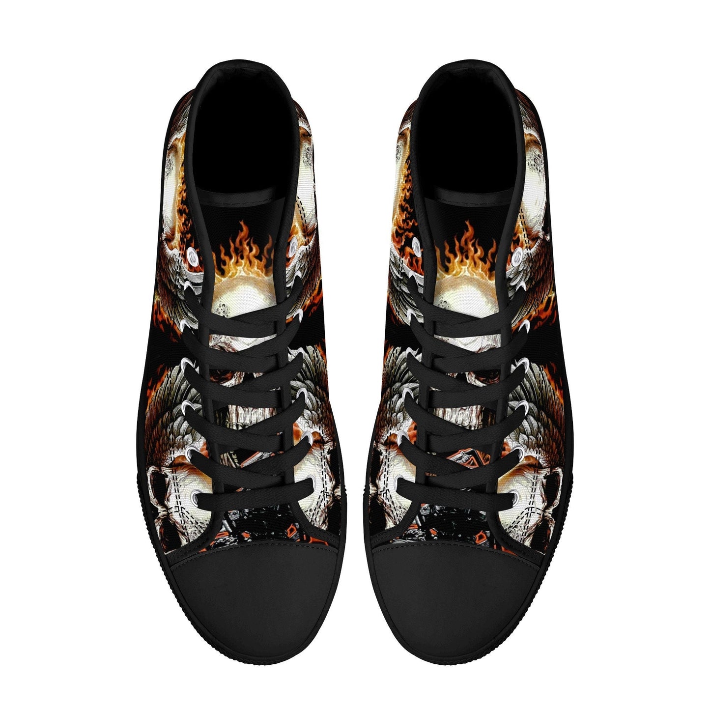 Biker skull hight top sneakers, flower skull canvas shoes, evil women shoes, motorcycle skull canvas shoes, Motorcycle women sneakers shoes