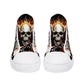 Biker skull hight top sneakers, flower skull canvas shoes, evil women shoes, motorcycle skull canvas shoes, Motorcycle women sneakers shoes