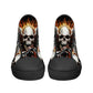 Biker skull hight top sneakers, flower skull canvas shoes, evil women shoes, motorcycle skull canvas shoes, Motorcycle women sneakers shoes