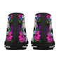 Flower skull high top shoes, flower skull shoes, floral skull women shoes biker skull women shoes motorcycle skull shoes for him, goth shoes