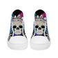 Flower skull high top shoes, flower skull shoes, floral skull women shoes biker skull women shoes motorcycle skull shoes for him, goth shoes