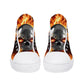 Biker skull canvas shoes, horror shoes, punisher skull high top shoes, horror canvas shoes motorcycle skull shoes evil flame skull men shoes
