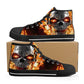 Biker skull canvas shoes, horror shoes, punisher skull high top shoes, horror canvas shoes motorcycle skull shoes evil flame skull men shoes