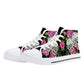Day of the dead high-top shoes, mexico canvas shoes, floral skull shoes gift, cinco de mayo skull high-top shoes, sugar skull high-top shoes