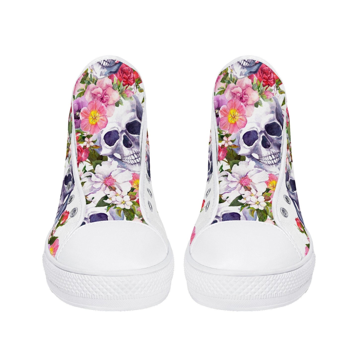Floral skull sneakers gift, evil causual shoes, skeleton sneakers gift, flower skull women sneakers, halloween shoes, halloween shoes boots