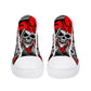 Grim reaper men shoes, horror women sneakers, evil canvas sneakers, motorcycle skull men sneakers, goth causual shoes, biker skull high top