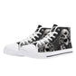 Gothic skull canvas sneakers, gothic skull shoes gift, flower skull women shoes, rose skull canvas shoes, goth canvas shoes, skull hight top