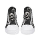 Gothic skull canvas sneakers, gothic skull shoes gift, flower skull women shoes, rose skull canvas shoes, goth canvas shoes, skull hight top