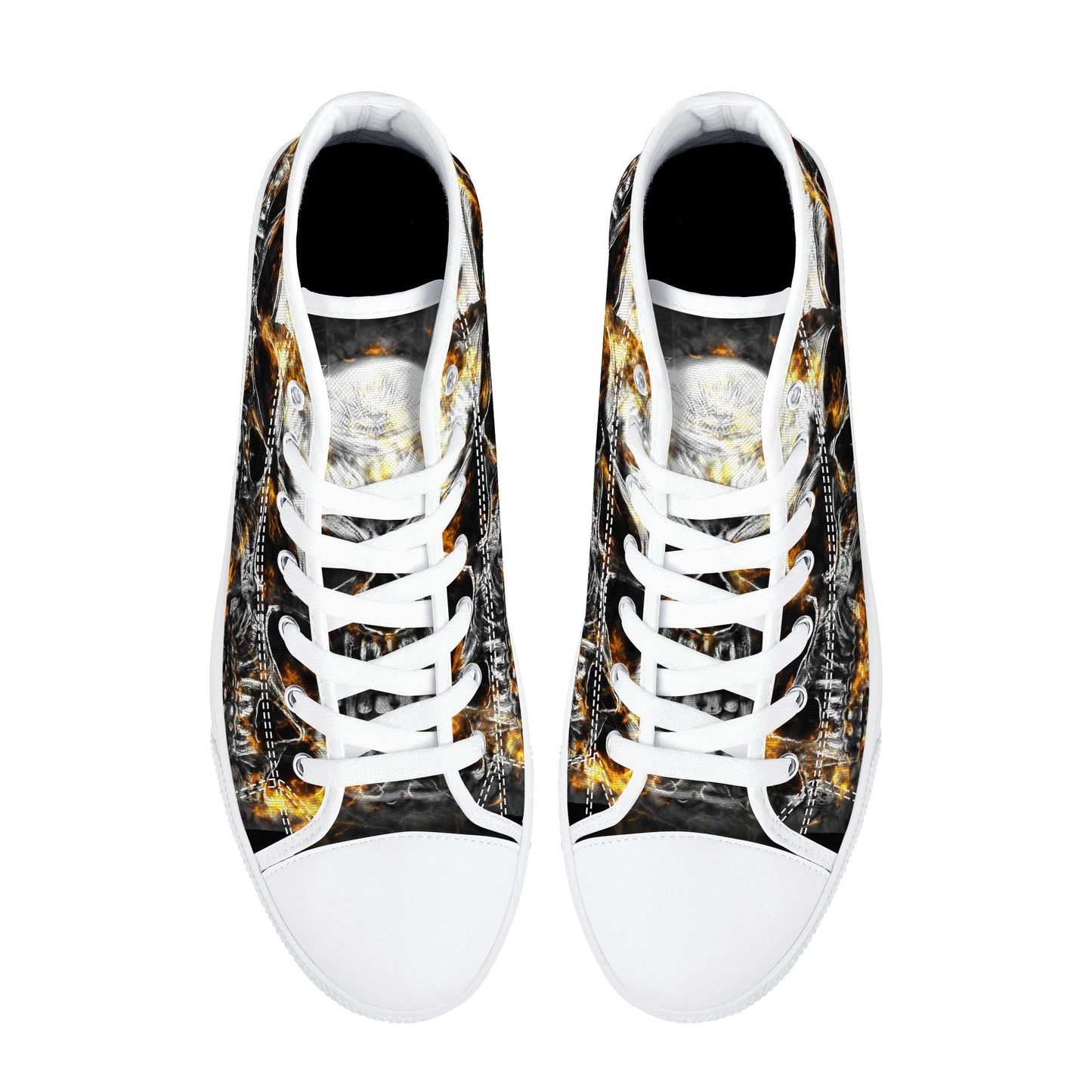 Flaming skull canvas sneakers, flame gothic skull shoes gift, reaper skull women shoes, rose skull canvas shoes, goth canvas shoes sneakers