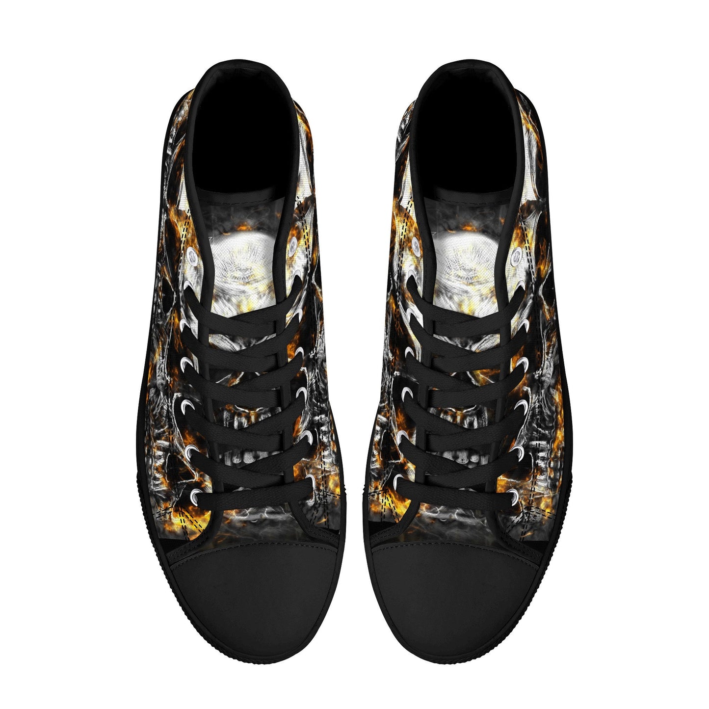Flaming skull canvas sneakers, flame gothic skull shoes gift, reaper skull women shoes, rose skull canvas shoes, goth canvas shoes sneakers