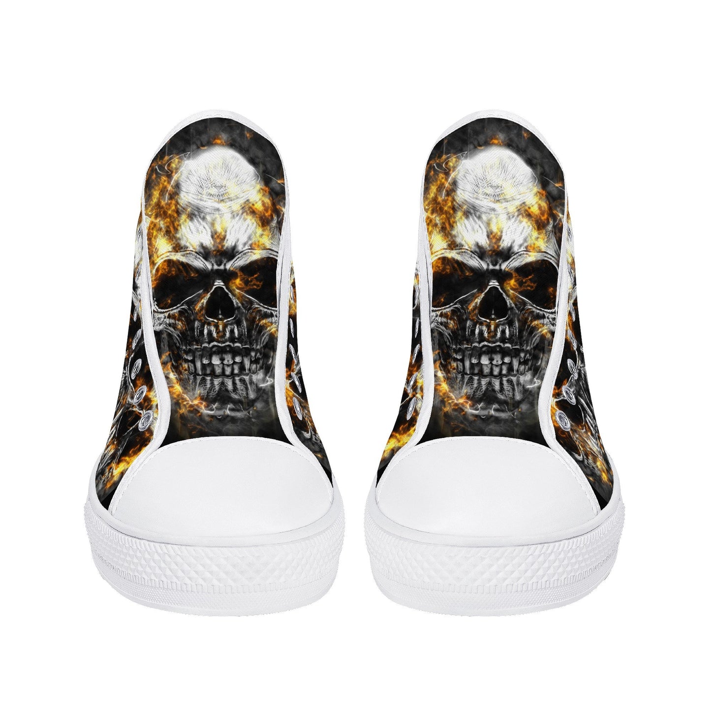 Flaming skull canvas sneakers, flame gothic skull shoes gift, reaper skull women shoes, rose skull canvas shoes, goth canvas shoes sneakers