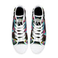 Gothic skull hight top sneakers, horror men sneakers, punisher skull high-top shoes, evil men shoes, flaming skull hight top sneakers shoes