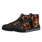 Gothic canvas shoes, halloween high top shoes, biker skull shoes gift, horror causual shoes, biker skull high-top shoes, floral skull shoes