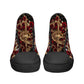 Gothic canvas shoes, halloween high top shoes, biker skull shoes gift, horror causual shoes, biker skull high-top shoes, floral skull shoes