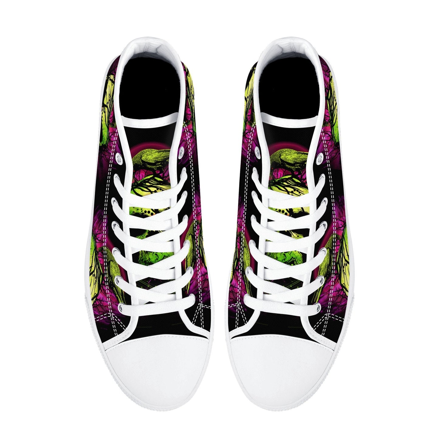 Goth high top shoes, flaming skull shoes for her, grim reaper causual shoes, skeleton shoes for her, gothic skull men sneakers, rose skull