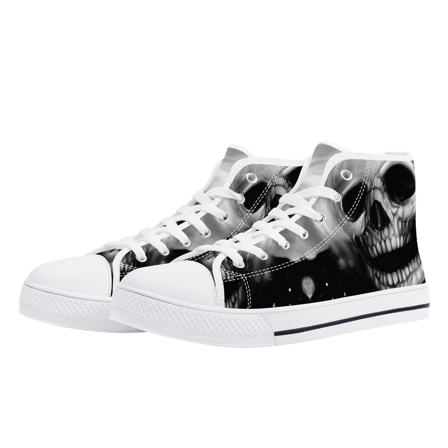 Skull women shoes, biker skull shoes for him, goth men shoes, evil sneakers, punisher skull canvas sneakers, horror canvas sneakers shoes
