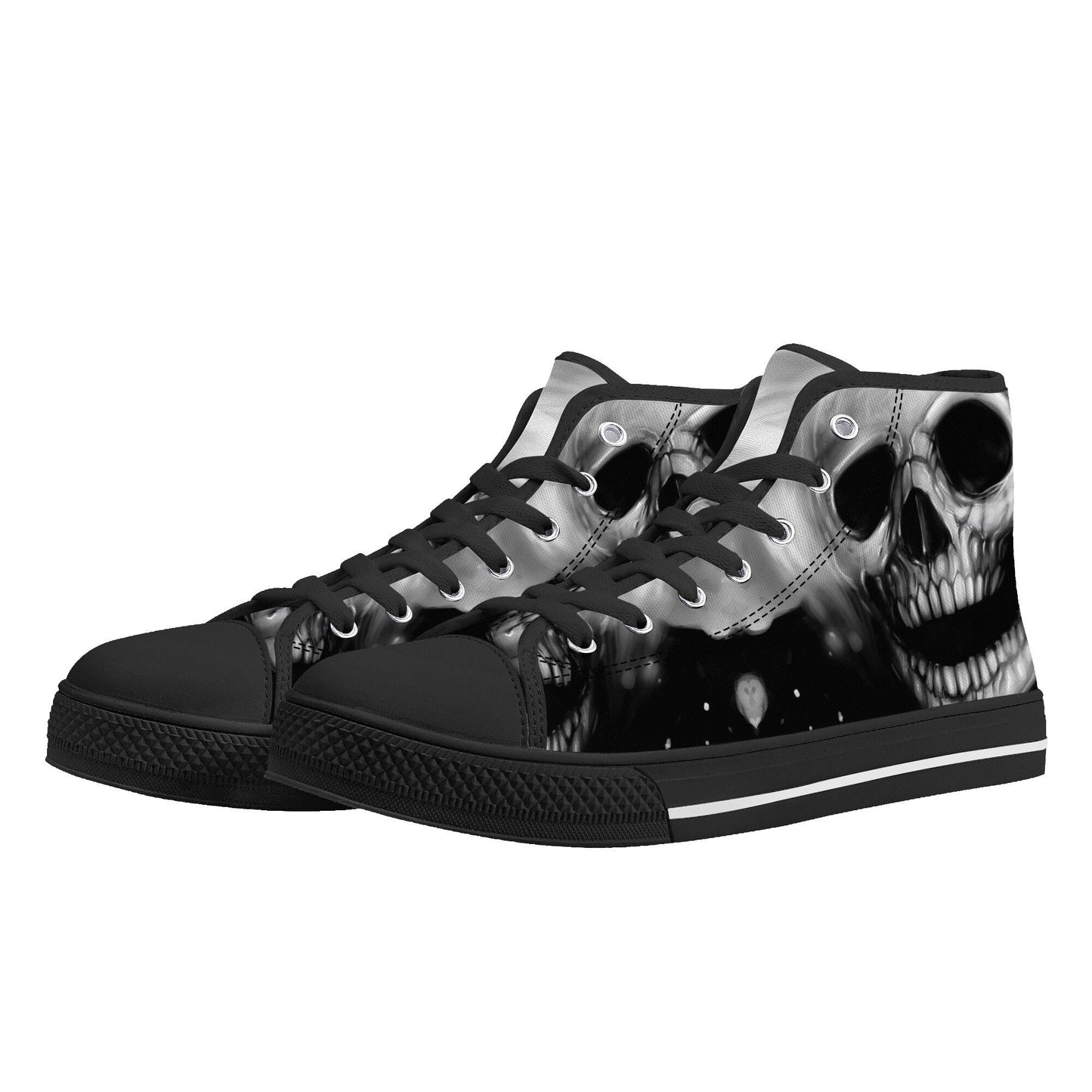 Skull women shoes, biker skull shoes for him, goth men shoes, evil sneakers, punisher skull canvas sneakers, horror canvas sneakers shoes