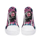 Skull shoes gift goth shoes for him skeleton causual shoes christmas skull shoes gift floral skull canvas shoes, gothic skull high-top shoes