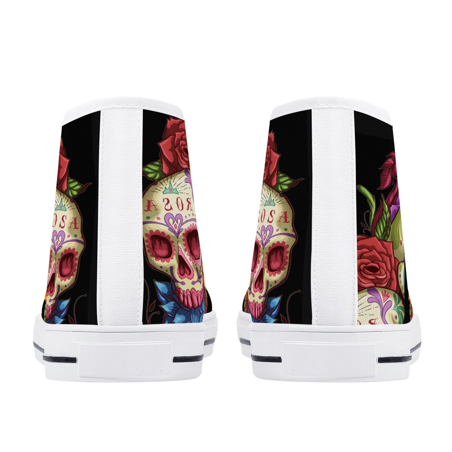Floral skull canvas sneakers, floral sugar skull hight top sneakers, mexican skull high-top shoes, sugar skull sneakers sugar skull shoes