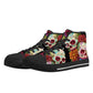 Floral skull canvas sneakers, floral sugar skull hight top sneakers, mexican skull high-top shoes, sugar skull sneakers sugar skull shoes