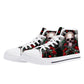 Gothic skull men sneakers, skull canvas sneakers, flower skull shoes for her, biker skull women shoes, flaming skull causual shoes sneakers