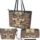 Floral sugar skull cosmetic wallet, floral skull handbag, mexican skull messenger bag, calaveras skull shoulder bag sugar skull girl handbag