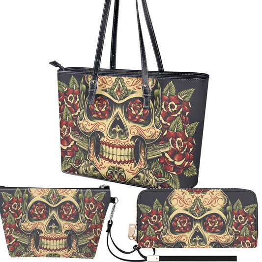 Floral sugar skull cosmetic wallet, floral skull handbag, mexican skull messenger bag, calaveras skull shoulder bag sugar skull girl handbag
