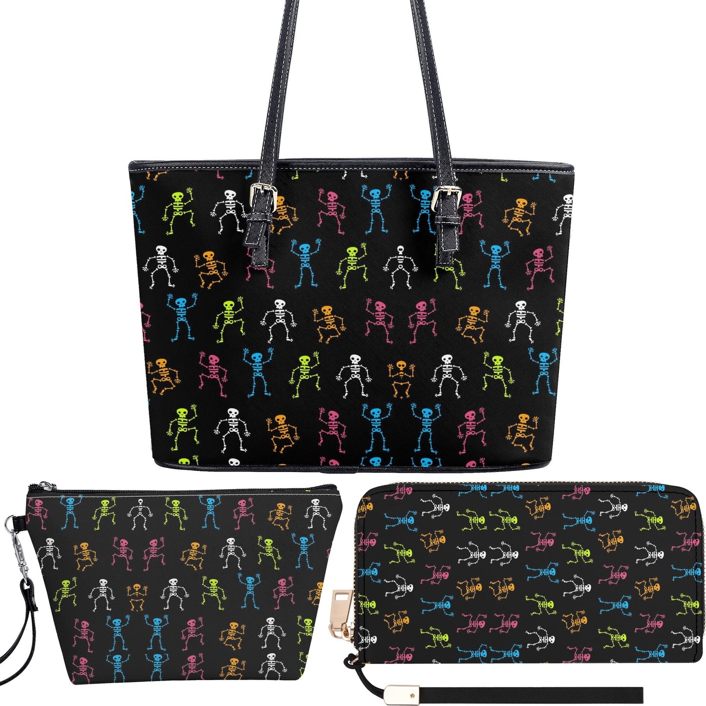 Skeleton cosmetic bag, evil cosmetic bag, floral skull travel bag, flame skull messenger bag, goth messenger bag, halloween crossbody bag