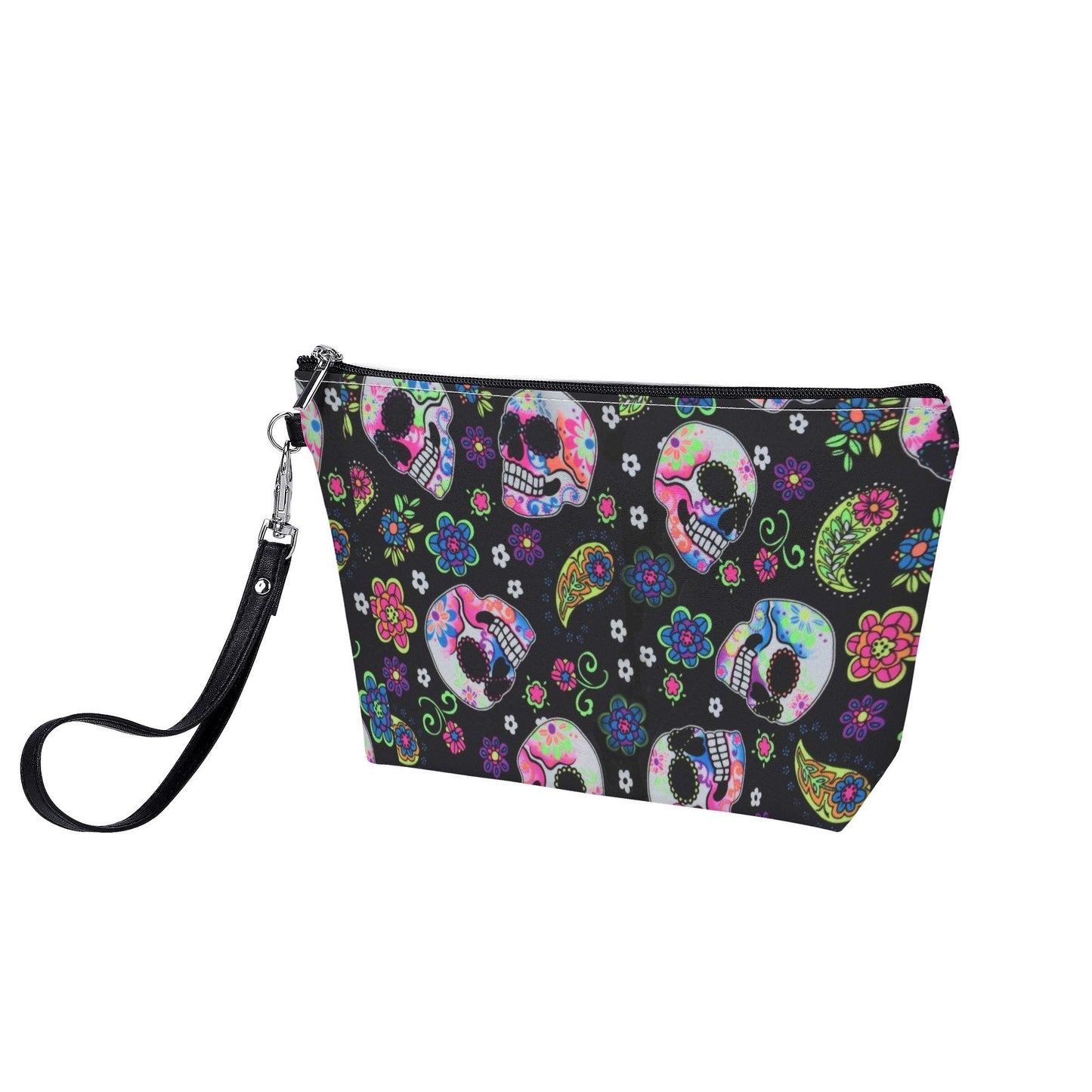 Calaveras skull tote bag, sugar skull wallet, day of the dead purse, floral skull bag with shoulder strap, cinco de mayo skull purse bag