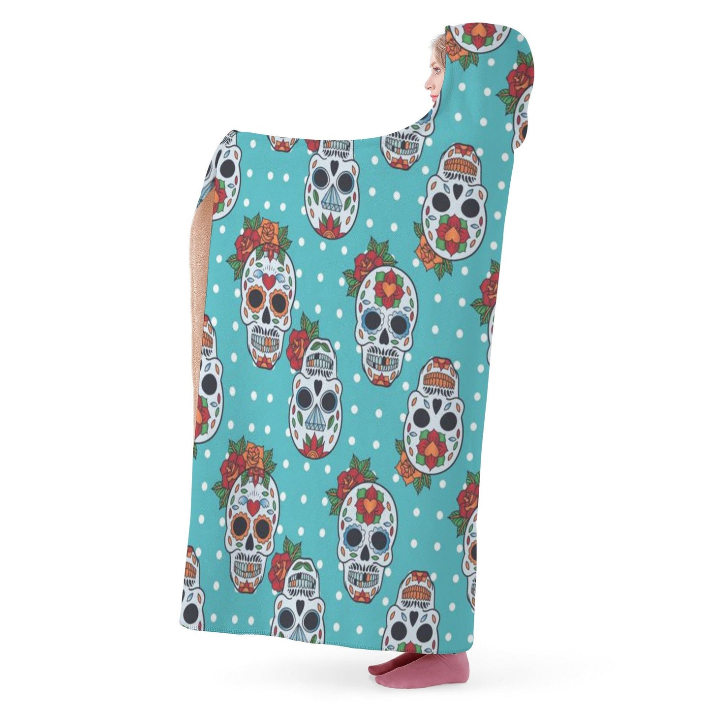 Dia de los muertos skull hooded fleece blanket, day of the dead sherpa blanket, dia de los muertos skull sherpa blanket, cinco de mayo skull