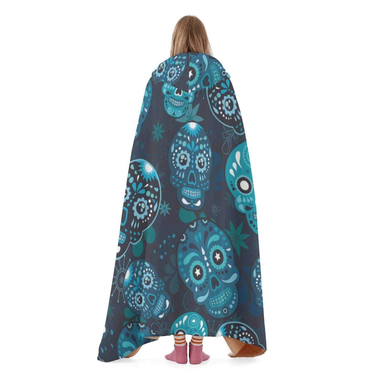 Sugar skull girl hooded fleece blanket, candy skull hooded blanket, mexican skull hooded blanket, sugar skull christmas hooded blanket