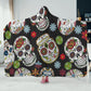 Dia de los muertos skull blanket hoodie, sugar skull hooded blanket adult, cinco de mayo skull christmas hooded blanket, sugar skull blanket