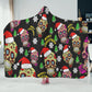 Christmas sugar skull hooded fleece blanket, day of the dead hoodie blanket, candy skull blanket hoodie, floral sugar skull hooded blanket