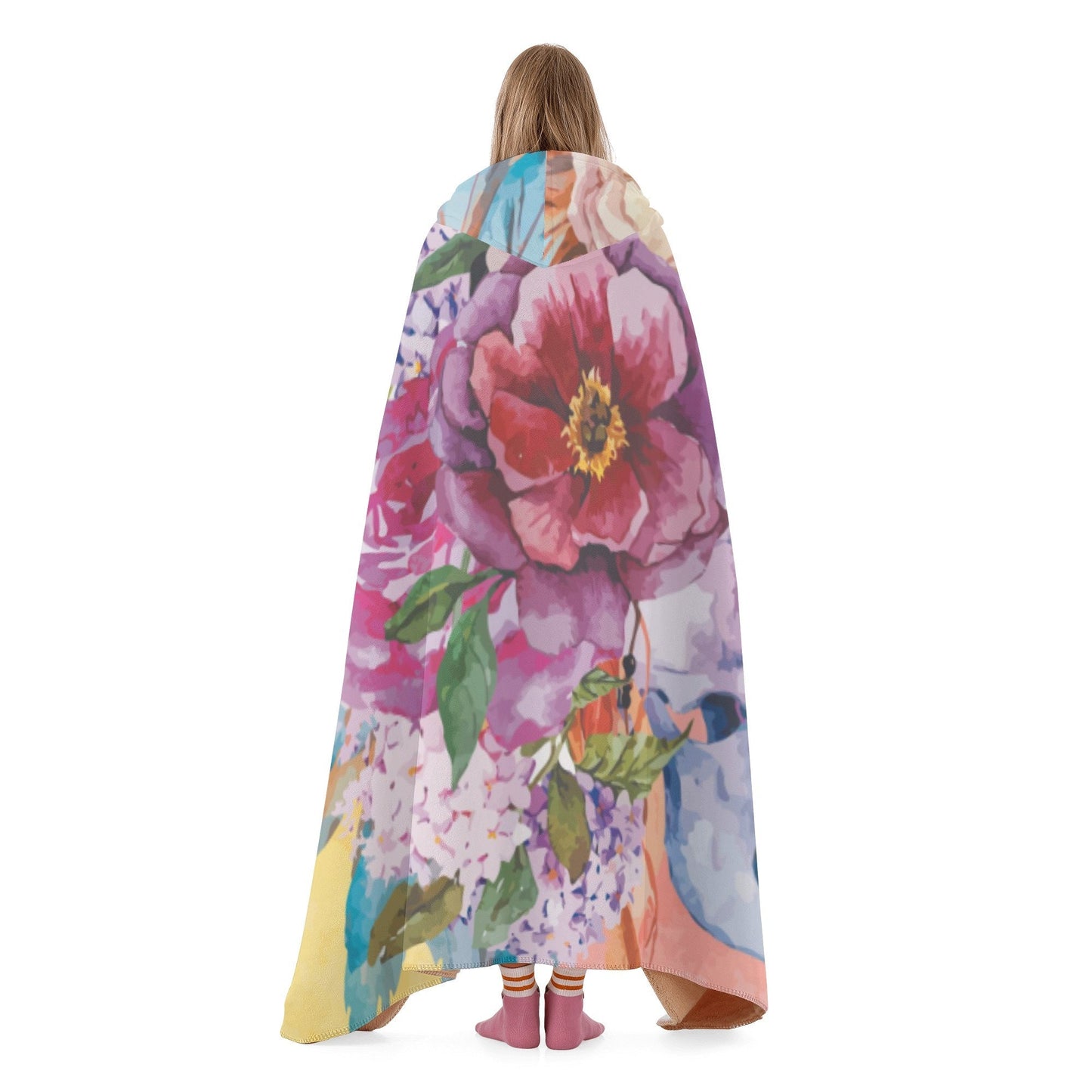 Floral skull blanket hooded, flaming skull christmas hooded blanket, goth hooded blanket skull in fire flannel hooded, skull in fire blanket
