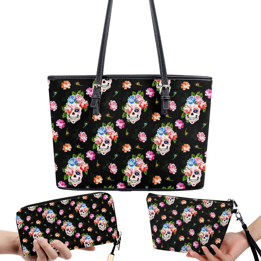 Skull messenger bag, christmas skull long wallet, flaming skull shoulder bag, flaming skull shoulder bag, flower skull messenger bag wallet