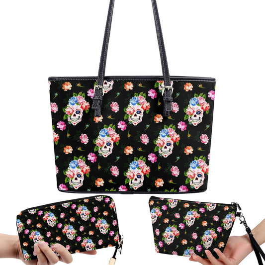 Skull messenger bag, christmas skull long wallet, flaming skull shoulder bag, flaming skull shoulder bag, flower skull messenger bag wallet