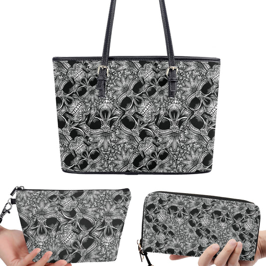 Horror wallet, flaming skull cosmetic bag, skeleton bag with shoulder strap, rose skull messenger bag, skeleton crossbody bag, flame skull
