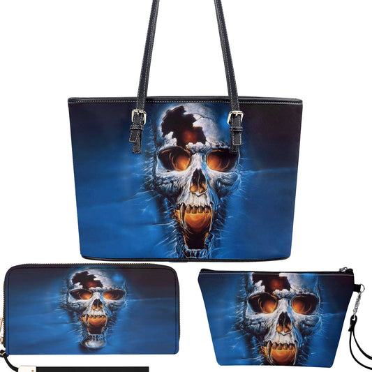Evil shoulder bag, flaming skull travel bag, halloween handbag, skull in fire travel bag floral skull travel bag flame skull purse, evil bag