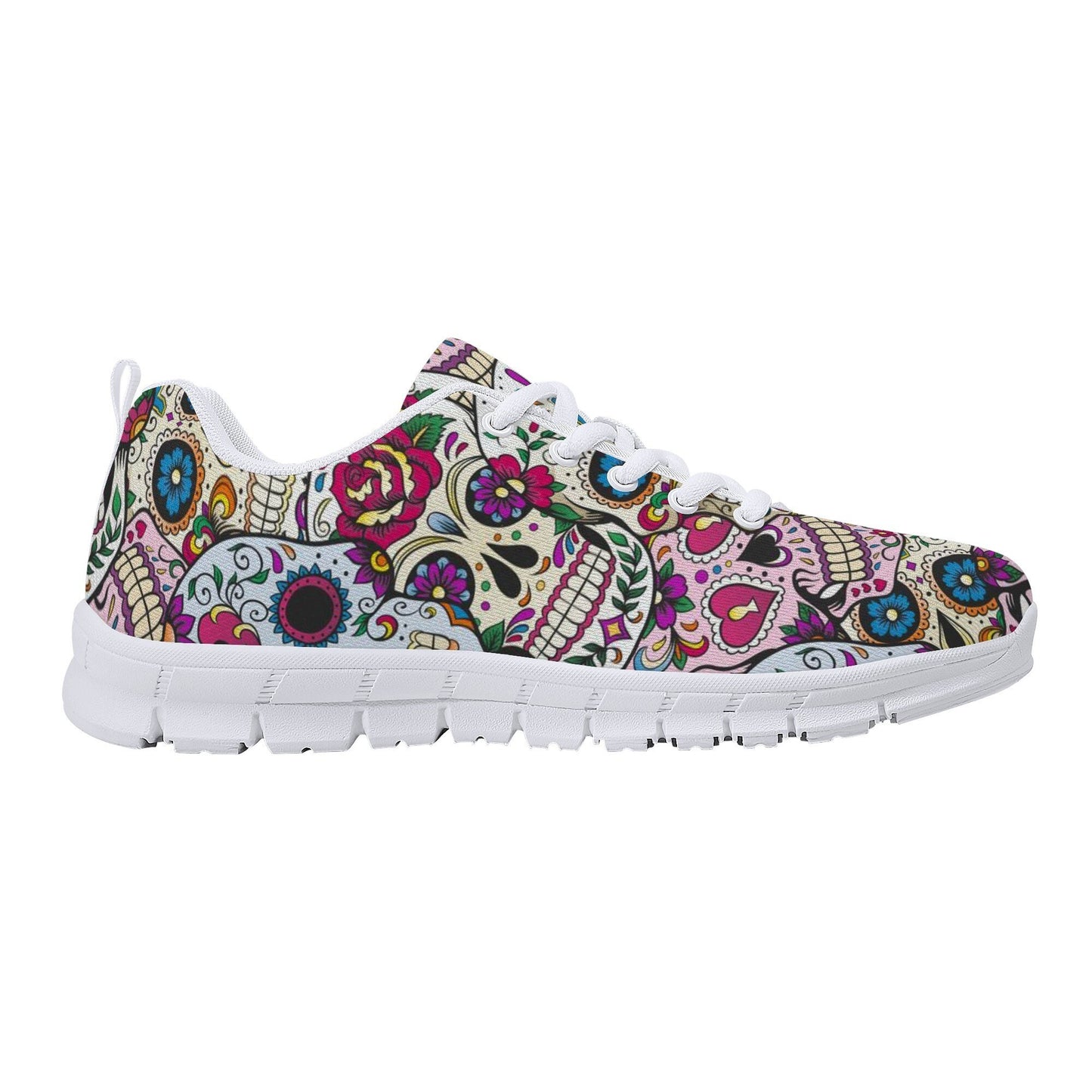Candy skull athletic shoes, sugar skull unisex sneakers, dia de los muertos skull running sneakers, day of the dead unisex sneakers shoes