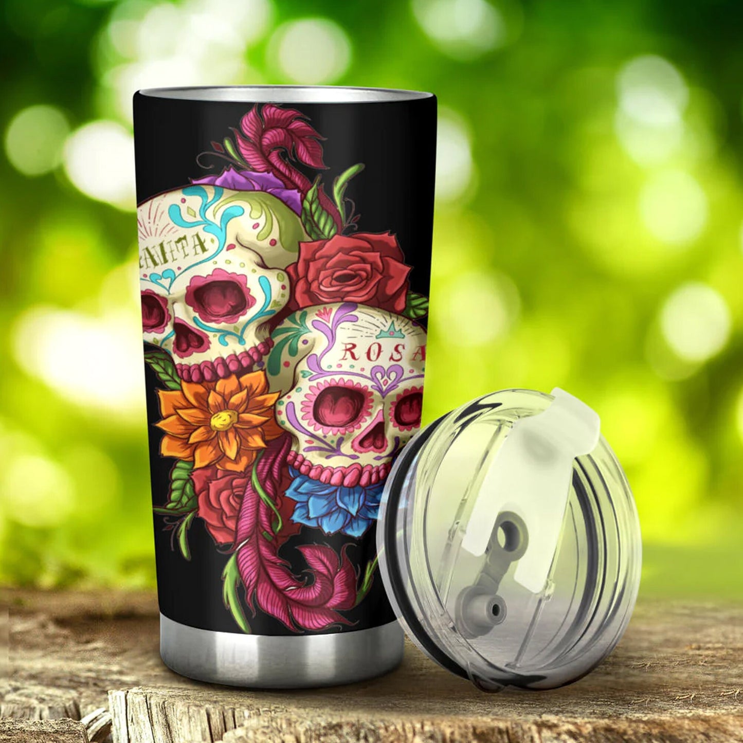 Dia de los muertos skull cup, floral sugar skull mug, dia de los muertos skull travel mug, sugar skull travel mug, candy skull travel mug